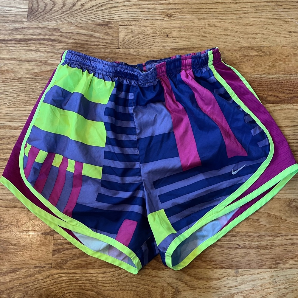 Nike Women's Tempo Dry Core 3'' Running Shorts (purple and neon yellow)